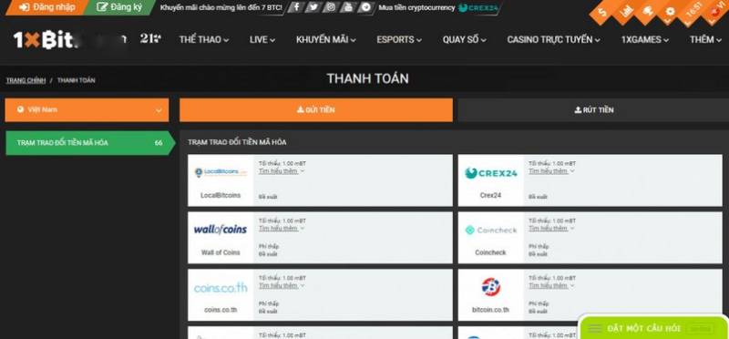 Nạp tiền rút tiền 3 nạp tiền rút tiền tại 1XBIT
